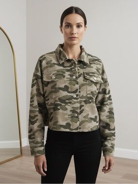Savanna Jane camo jacket the back steals the show with an open v-cut design